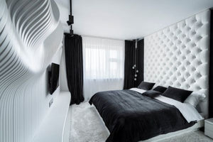 I find black and white to be a perfect color combination for the bedroom