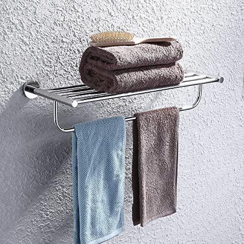 Satopics Towel Rack, with Towel Bar Polished Bathroom Shelf Wall Mount