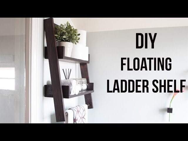 floatingladder #shelves #beginnerwoodworking A DIY floating ladder shelf that fits in perfectly with any decor or room