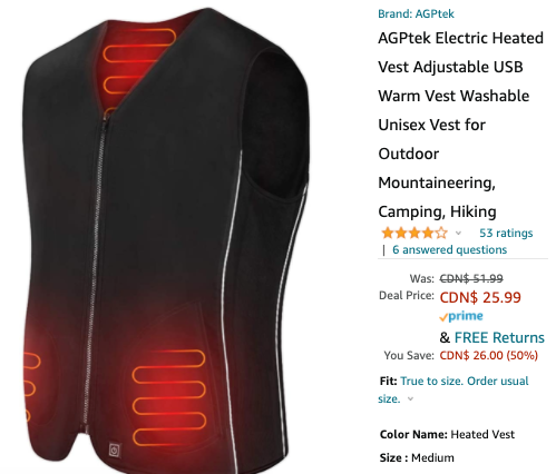 Amazon Canada Deals: Save 50% on Electric Heated Vest + 43% on Sony 65″ OLED TV + 34% on LEGO + 39% on Stepper + 50% on 4pcs LED Solar Deck Lights + 29% on HP Portable Photo Printer + More Offer