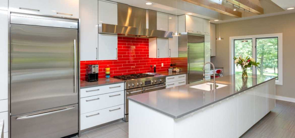 Contemporary wall tile designs in color red look exciting and striking