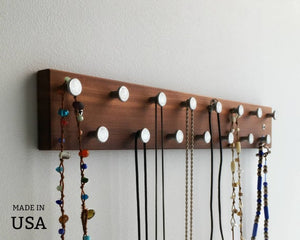 Necklace Organizer, Modern Necklace Rack, Wall Mount, Reclaimed Wood Made in USA by andrewsreclaimed