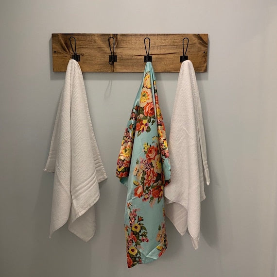 Coat Rack Towel Rack with Loop Hooks | Hand Towel Towel Holder Towel Ring Bathroom Entry Key Hooks Wall Mounted Rustic Modern by DistressedMeNot
