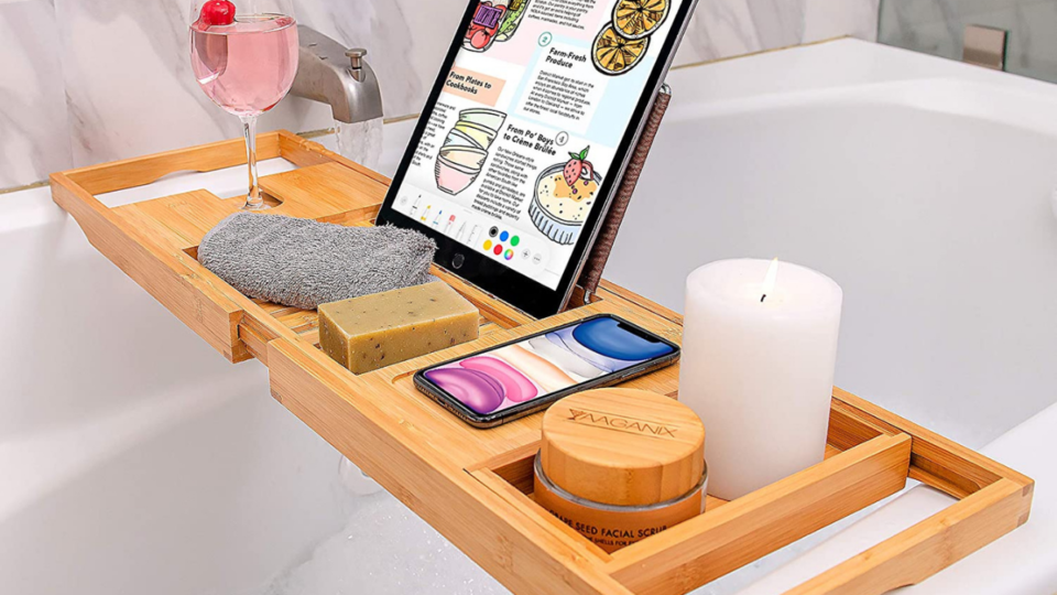 $30 Bathtub Tray Is Perfect for Mimosas and Your Favorite Book
