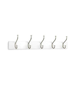 AmazonBasics Wall Mounted Standard Coat Rack, 5 Hooks, Set of 2, White
