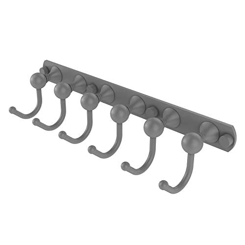 Allied Brass SL-20-6 Shadwell Collection 6 Position Tie and Belt Rack Decorative Hook, Matte Gray