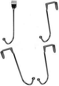 Over- the- Door Double Hook Hanger Organizer Rack, Clothes Coat Rack, Chrome Design, Size: 6.5" long (Set of 4)