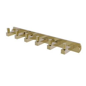 Allied Brass MT-20-6 Montero Collection 6 Position Tie and Belt Rack Decorative Hook, Unlacquered Brass