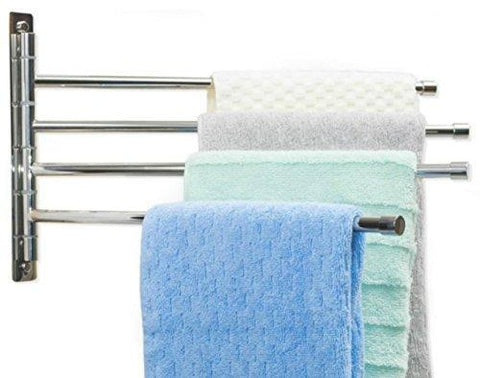 Satopics Swing Arm Towel Bar - Wall Mounted Stainless Steel Bathroom Towel Rack - Hanger Towel Holder Organizer - Perfect Towel Rack