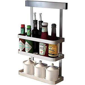 Ctystallove 3-Tier Metal Mesh Spice Rack Wall Mount Jars Bottle Storage Shelf Holder Seasoning Organizer for Kitchen