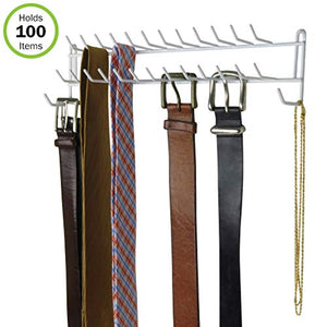 Evelots Tie Rack-Belt/Scarf/Necklace Wall Organizer-27 Hooks-Can Hold 100 Items