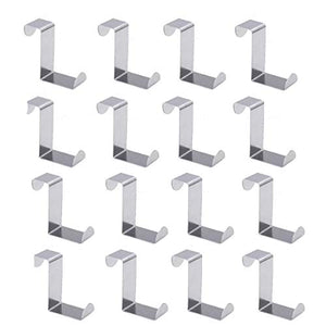 PERTTY 16 Pcs Over The Door Hooks Z Hooks Front Door Hooks,Over The Door Hanger Stainless Steel Organizer for Coat, Towel, Bag, Robe Kitchen Cabinet Clothes Hanger