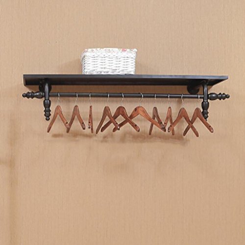 Ymj Wall clothing rack/clothing rack/wall-mounted clothing hanging shelf/clothing store shelves solid wood nostalgic iron wall
