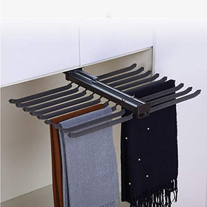 FKhanger Pull Out Trousers Rack,Tie Holder with Damper Rail,Extendable Wardrobe Pants Rack (47cm)
