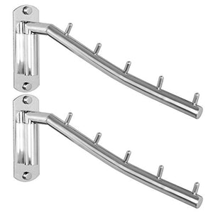 WEBI Clothes Hanger Wall Mounted-180 Degree Folding Swing Arm Clothes Hook for Laundry Room,Chrome,2 Packs