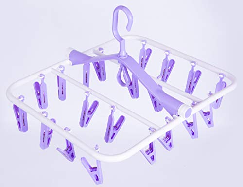 Basicwise QI003440 Purple Laundry Drying Hanger Clothes Rack with 20 Clips
