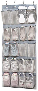 Kimbora 20 Pocket Over the Door Shoe Organizer Mesh Hanging Shoe Holder, Gray