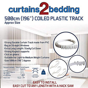 C2B 196" (500cm) Plastic Curtain Track - Strong, Bendable Curtain Track - Bay & Straight Windows, Wall & Ceiling Mounted, Curtains & Shower Curtains, Easily Cut Down, Parts for 3 Tracks.