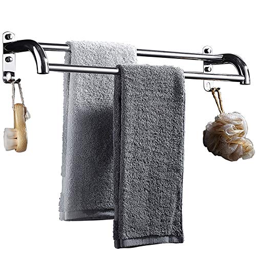 Ping Bu Qing Yun Towel Rack - 304 Stainless Steel, Double Pole, Mirror, Wall-Mounted Bathroom Perforated Towel Rack, Suitable for Bathroom, Home, Kitchen - A Variety of Sizes to Choose from Towel rac