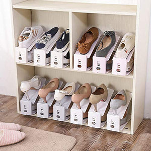 Aosreng Newest Shoe Racks Plastic Double Shoe Holder Storage Shoes Rack Living Room Convenient Shoebox Shoes Organizer Stand Shelf Pink