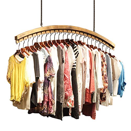 Dika UK Coat Racks Free Standing Wooden Vintage Wall Wooden Ceiling Display Stand Clothes Rack Hanger for Men's Clothing Shop and Women's Clothing Store (Size : 100cm)