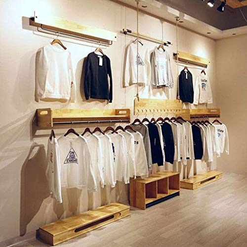 XQY Wooden Household Hangers, Wall Hangers?Hanger 120Cm Clothing Store Hanger Wood Store Clothes Rack/Display Stand/Wall Shelves Rack/Clothes Drying Clothes Rack?Wall Door Back Coat Rack