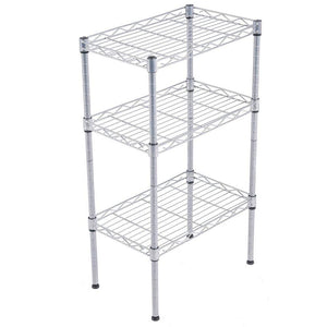 JS HOME 3-Tier Wire Shelving Rack with S Hooks and Extra Shelf Liner, Chrome