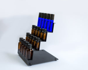 Essential Oil Counter Storage Rack for Organizing and Storing Oils - Holds 20 bottles - Stores 5 ml to 15 ml and Rollerball Bottles - Standing Display Rack for Home and Office (Black)