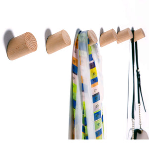 Wood Wall Hooks - Felidio Natural Wood Modern Coat Hooks Wall Mounted (Pack of 2pcs) - Rustic Towel Hanger Hat Racks Entryway Organizer Heavy Duty Door Hanging (Beech Wood)