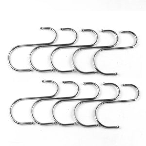 10pcs Heavy Duty S Hooks Extended Wall Mount Tool Holder | Multiuse S-Hook Hangers Rack Hook for Pot Pan Plants Home Kitchenware Garage Storage Office Organizer Bedroom with Rustproof Polished Iron