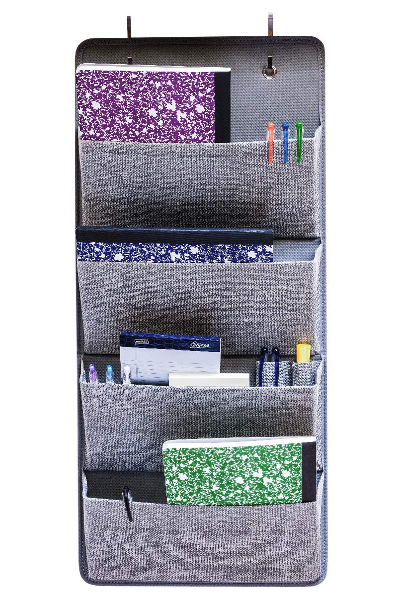 Elegant Wonders 4 Pocket Fabric Wall Organizer for House, Closet Storage and Office with Wall Mount Or for Hanging Over The Door Or Cubicle. WallPockets Accessory by EW. [Gray]