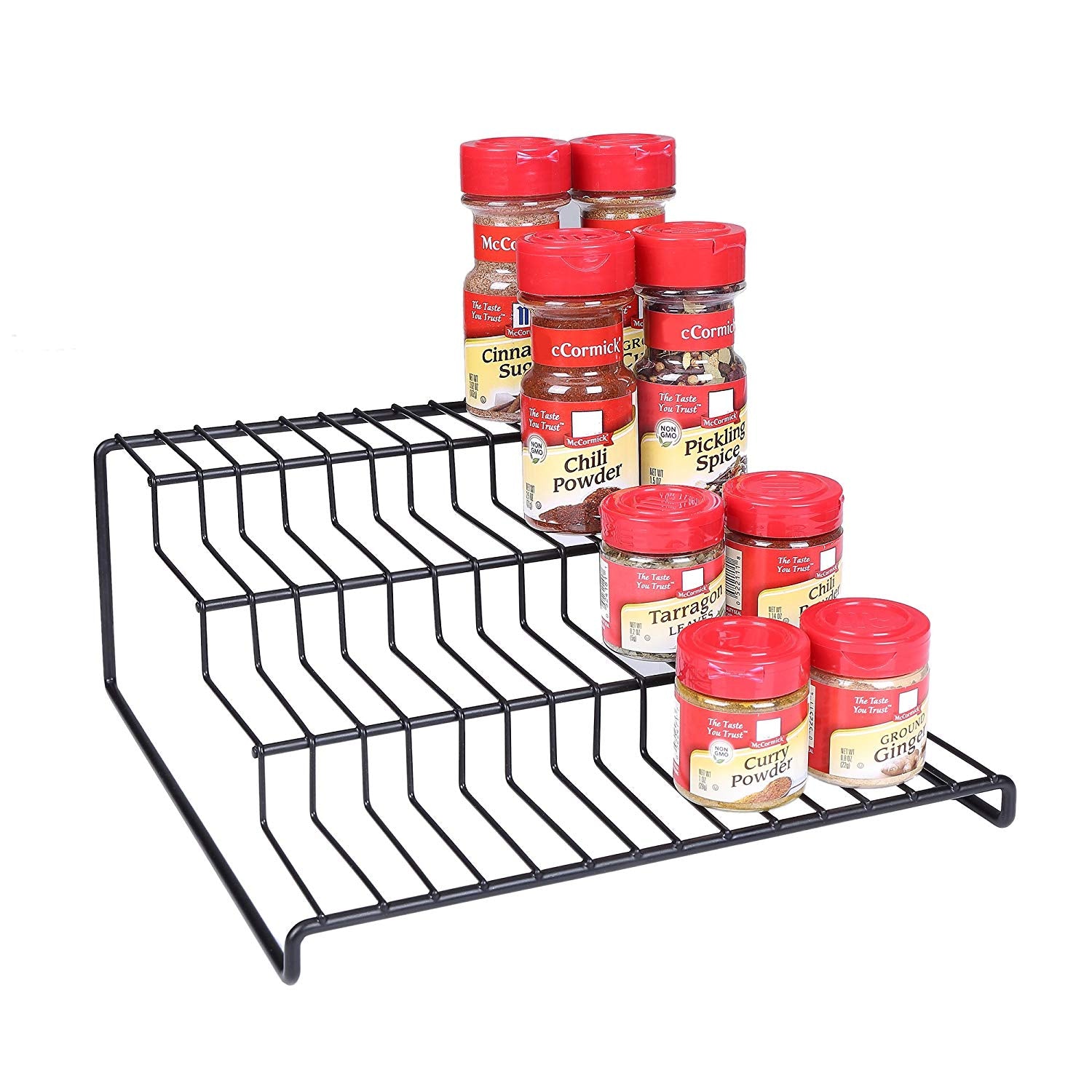 4 Tier Cabinet Spice Rack Organizer GONGSHI-Step Shelf Storage-Black