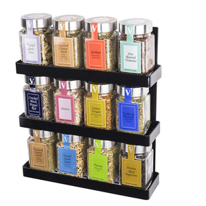 Space Saving Wall Mountable Sturdy Construction 3-Tier Spice Rack Pantry Organizer in Black