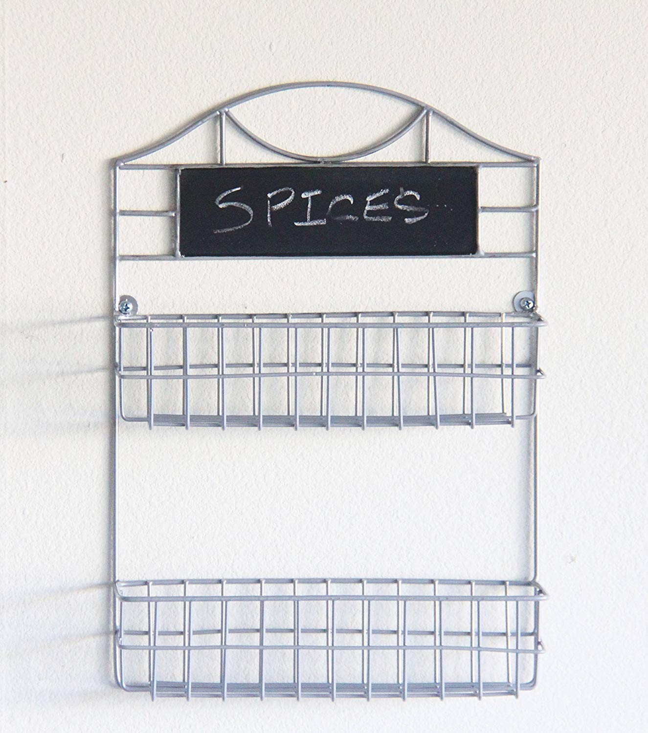 Wall Mounted 2-tier Universal Rack with Chalkboard - Kitchen, Spices, Mail Holder, Crafts Storage Organizer Basket Shelf