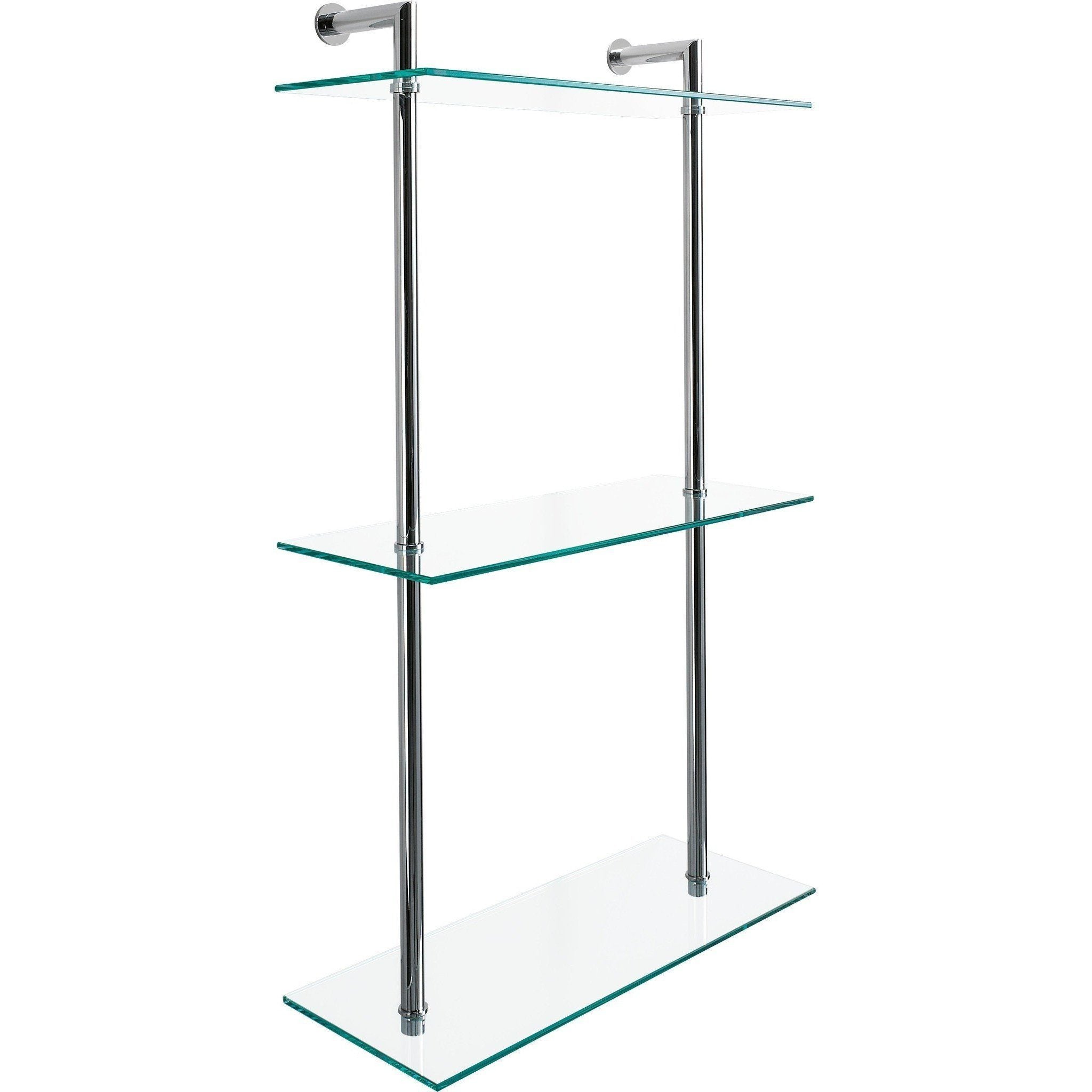 DWBA 3 Tier Wall Mounted Bathroom Rack Clear Glass Organizer Shelf - Brass